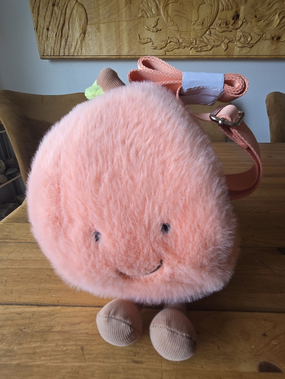 Jellycat Amuseables Peach Shoulder Bag 44" Strap 7.1x6.3x5.9" BNWT Authentic - Picture 3 of 9